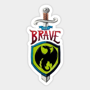 Be Brave Dragon Shield and Sword Sticker